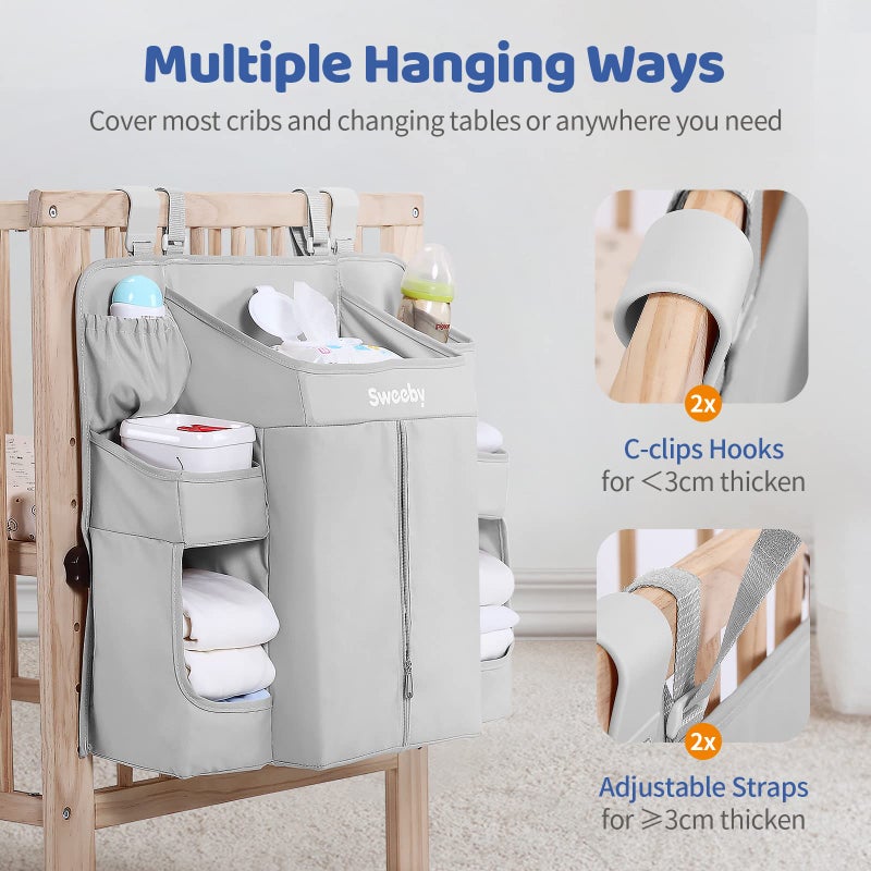 Sweeby Diaper Organizer for Changing Table and Crib - Nursery Diaper Stacker Hanging Caddy for Baby Essentials - Image 5